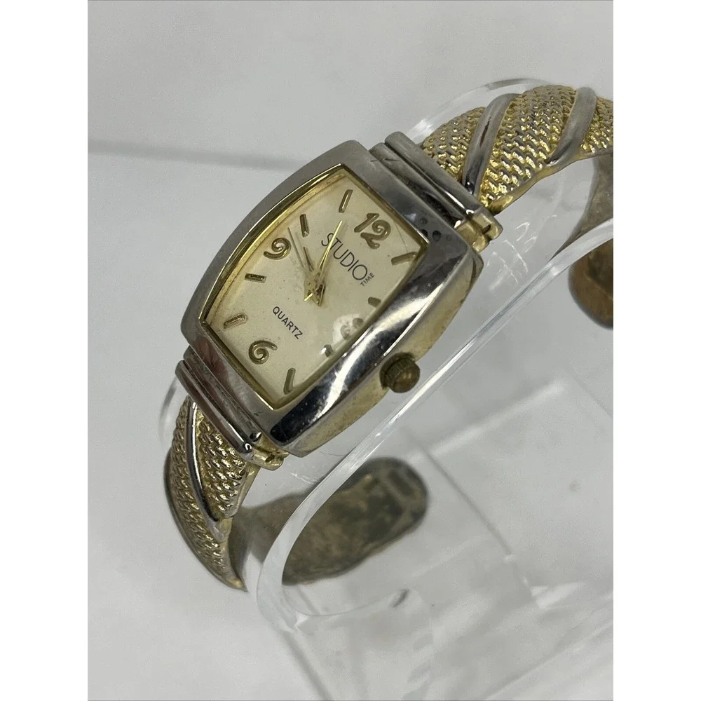 Studio Time Two Tone Women's Bangle Band Watch 20mm Case- New Battery